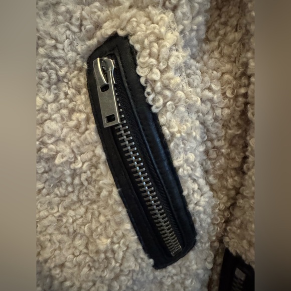 Zara Woman Cream Faux Shearling with Sheep Leather Accents Coat - Picture 9 of 10